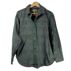 REI Men's Plaid Long Sleeve Shirt Green Blue Size M 100% Cotton